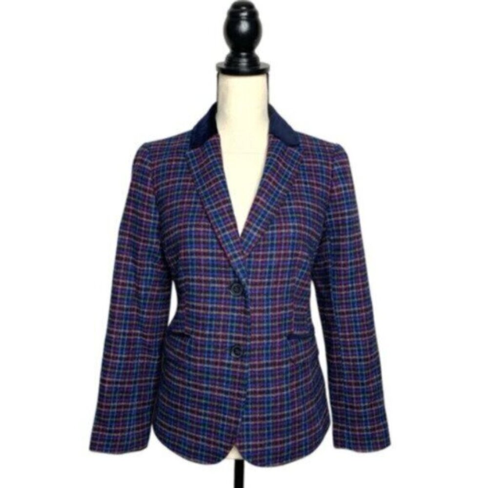 NWT Talbots Mistletoe Plaid Shetland Wool Single Breasted Blazer - Picture 4 of 17